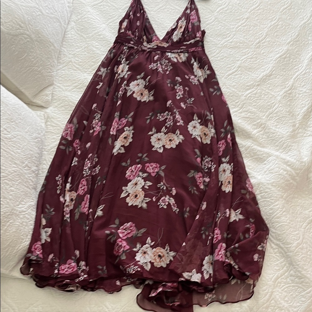 Jill Jill Stuart Zola Print Dress - Burgundy Floral Maxi Dress - Picture 7 of 9